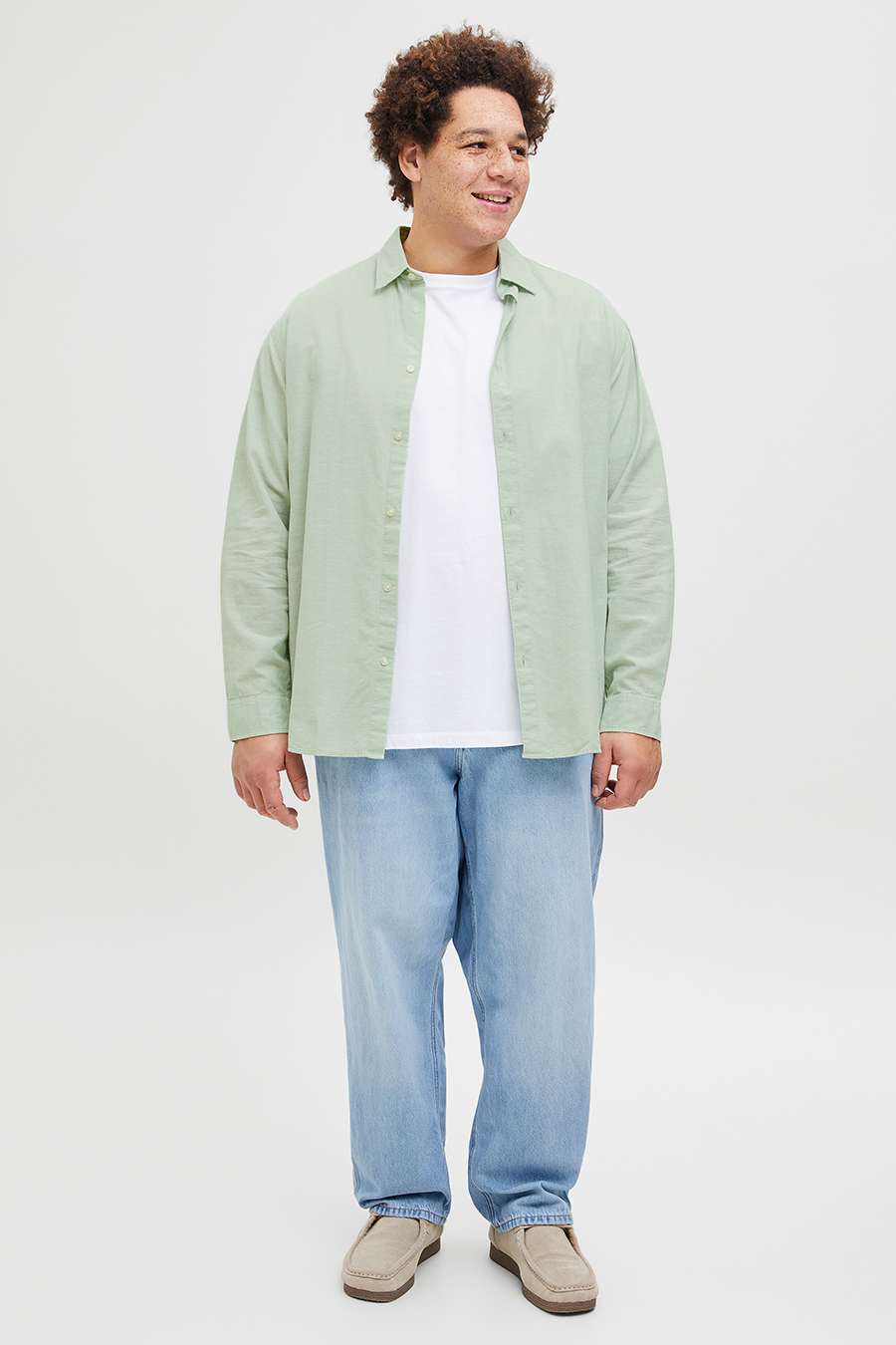 Lininiai marškiniai JACK & JONES 12269089-Iceberg-Green