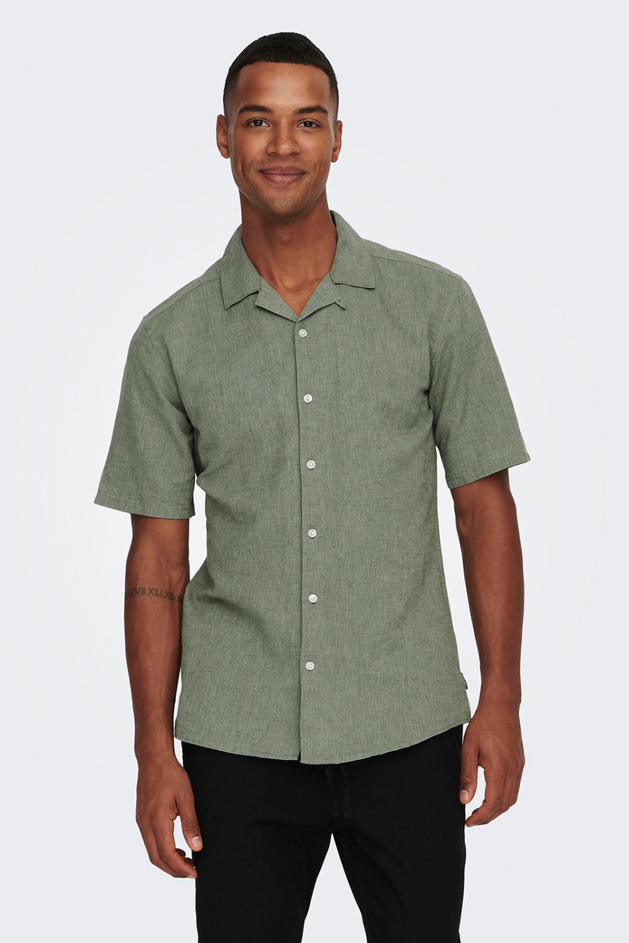 Lininiai marškiniai ONLY & SONS 22025116-Swamp