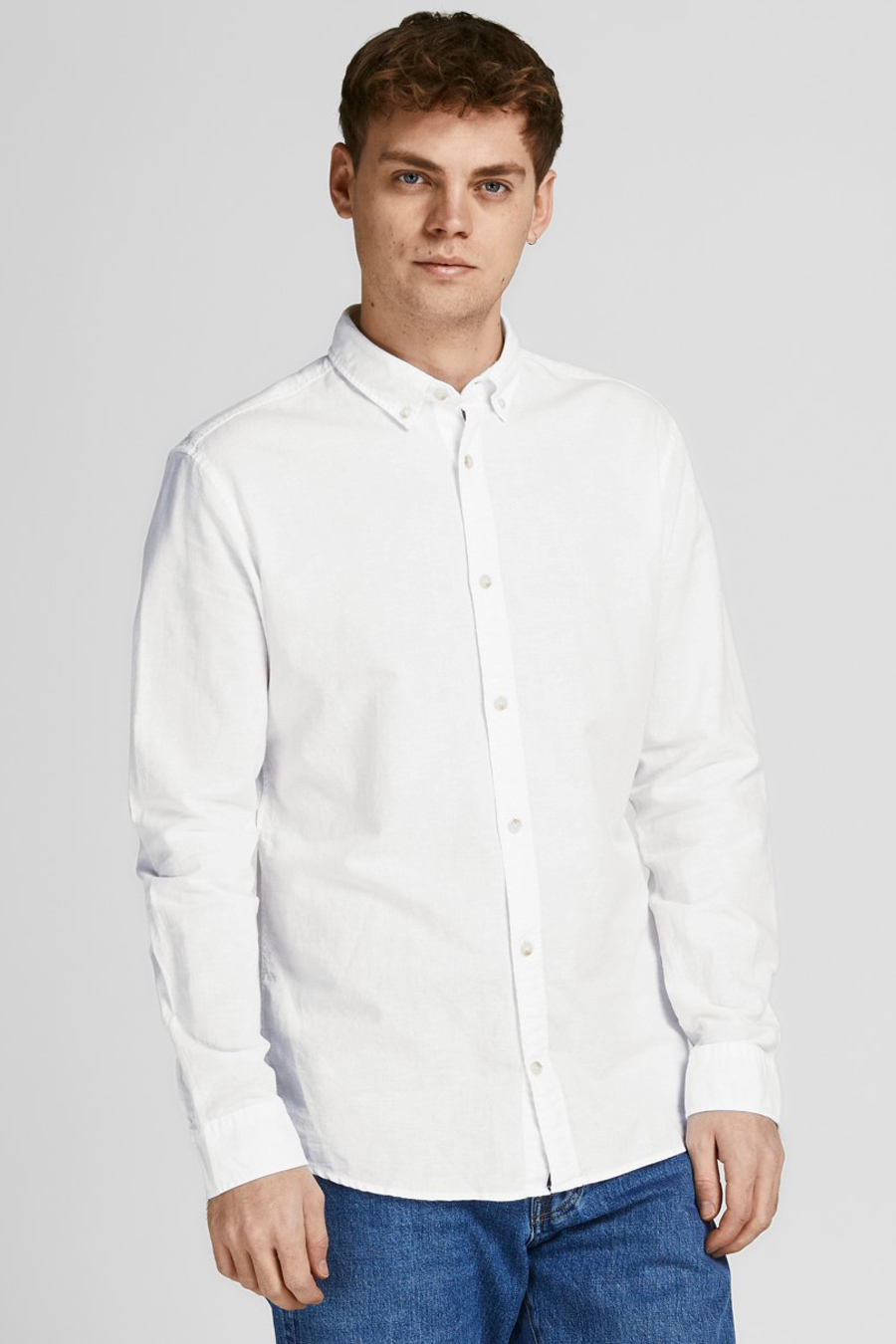 Lininiai marškiniai JACK & JONES 12196819-White