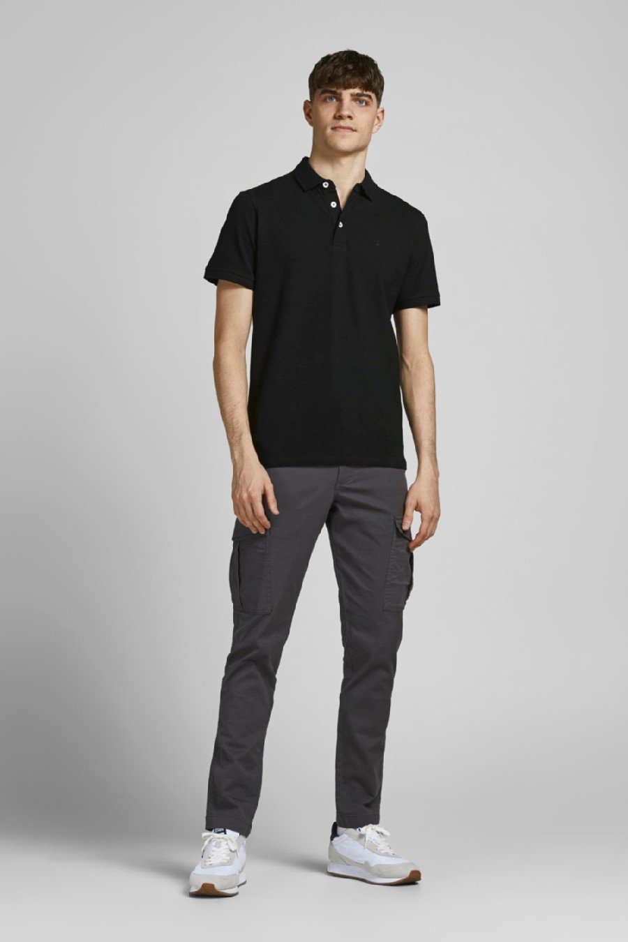 Polo marškinėliai JACK & JONES 12136668-Black-Tonal-BL