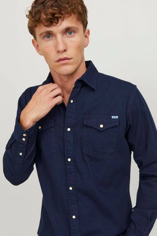 Džinsiniai marškiniai JACK & JONES 12138115-Dark-Navy