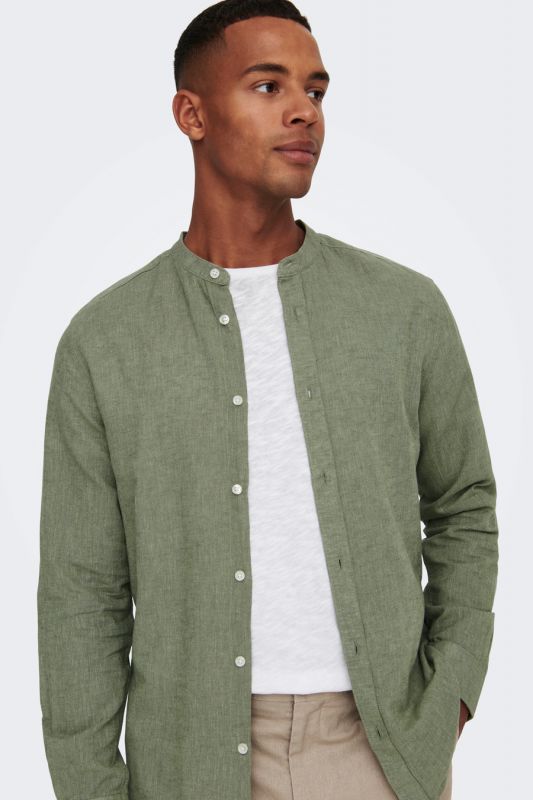 Lininiai marškiniai ONLY & SONS 22019173-Swamp