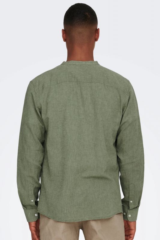 Lininiai marškiniai ONLY & SONS 22019173-Swamp