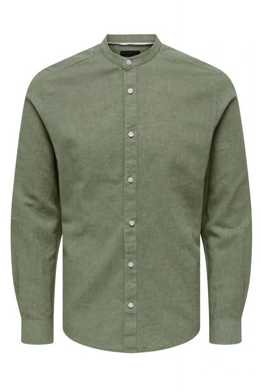 Lininiai marškiniai ONLY & SONS 22019173-Swamp