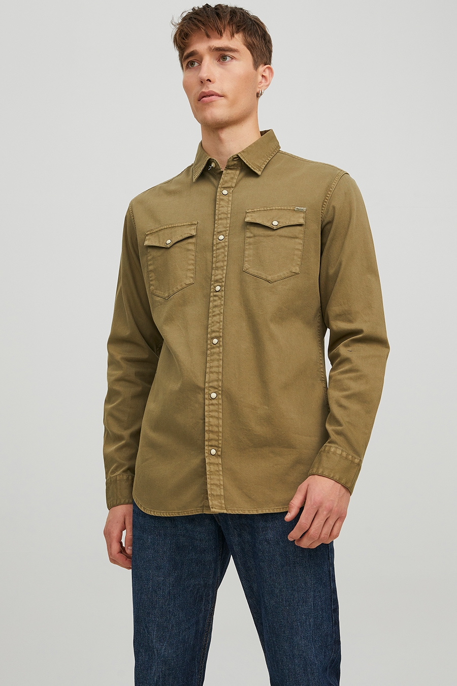 Džinsa krekls JACK & JONES 12138115-Forest-Night