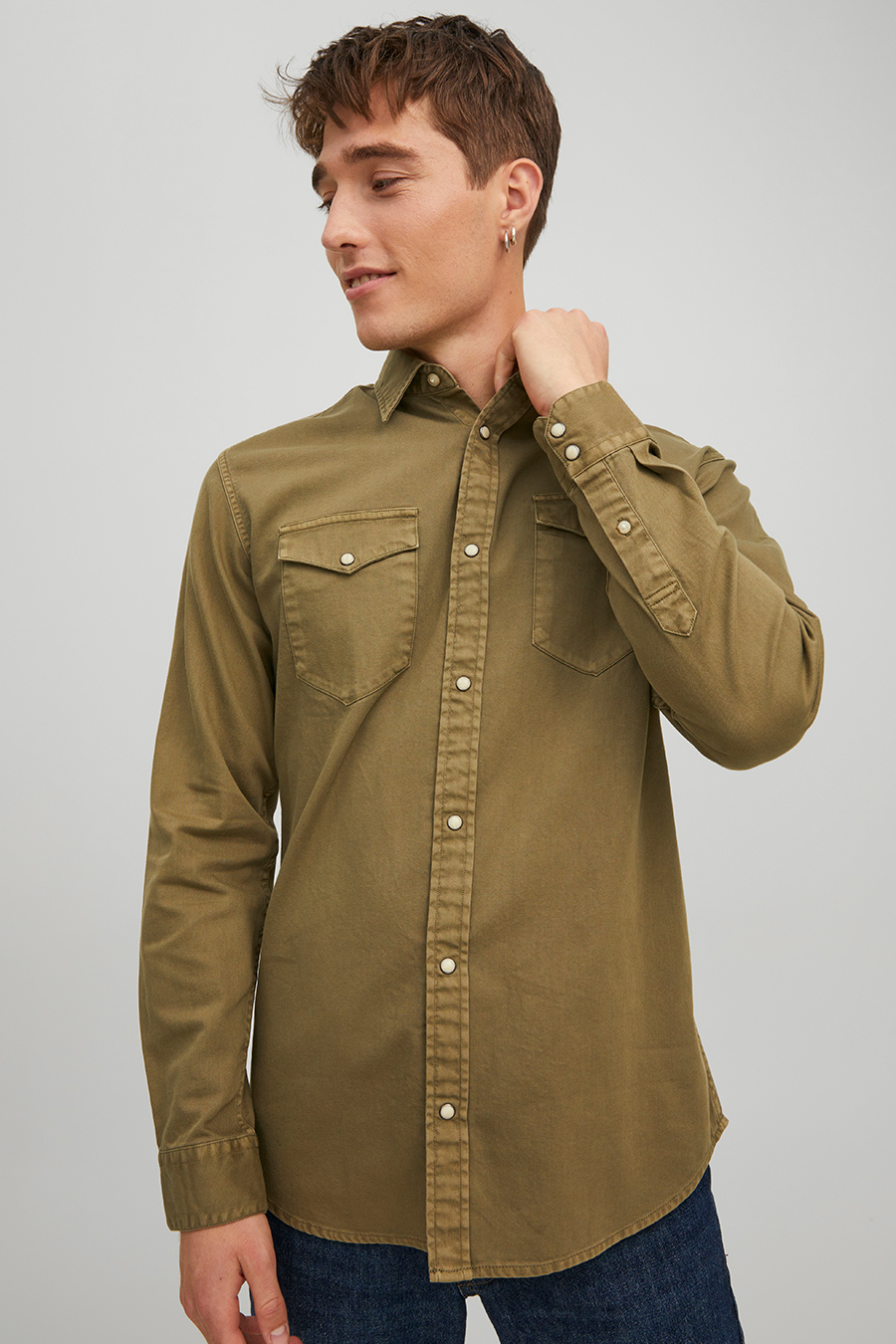 Džinsa krekls JACK & JONES 12138115-Forest-Night