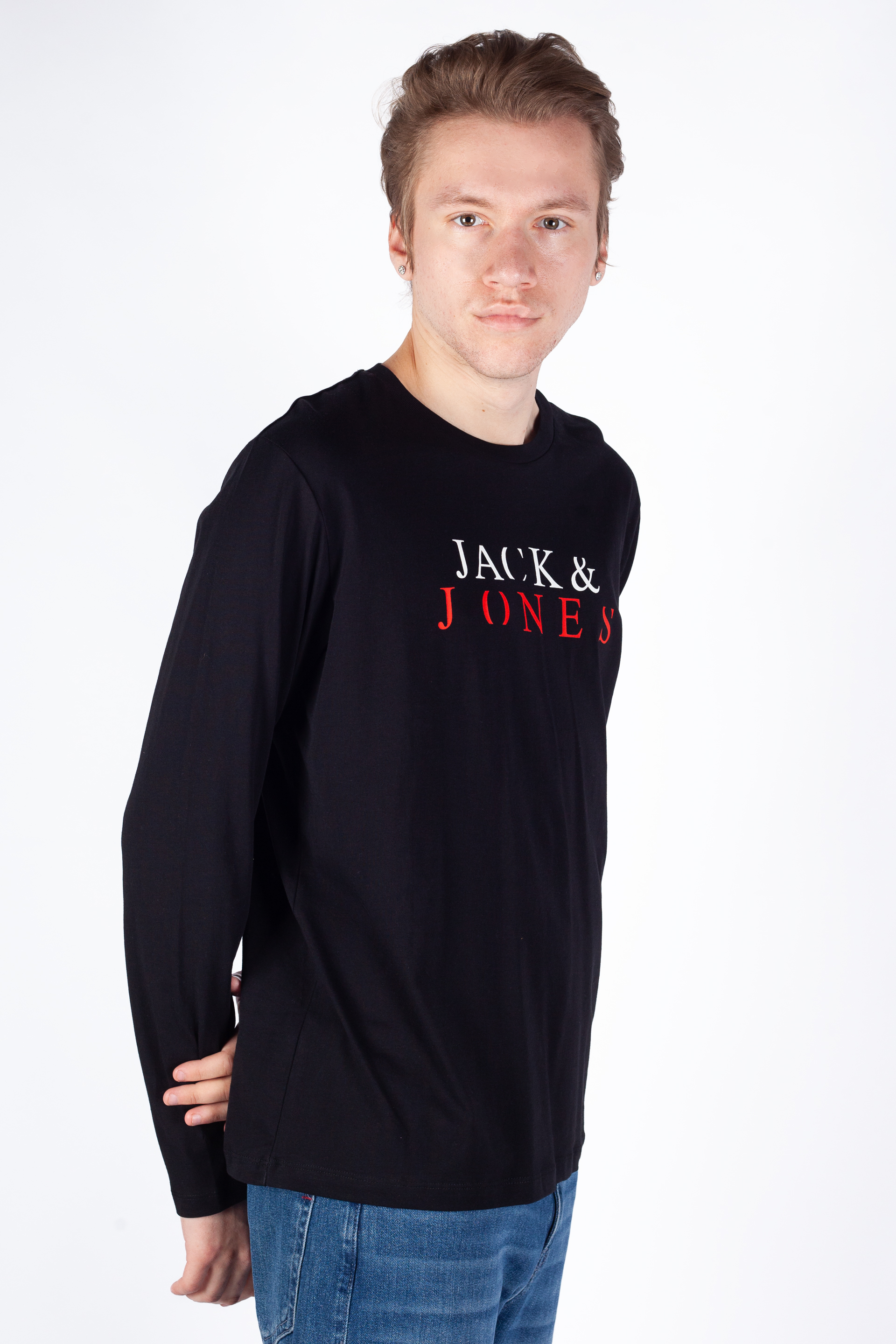 T-krekls ar garām rokām JACK & JONES 12244403-Black