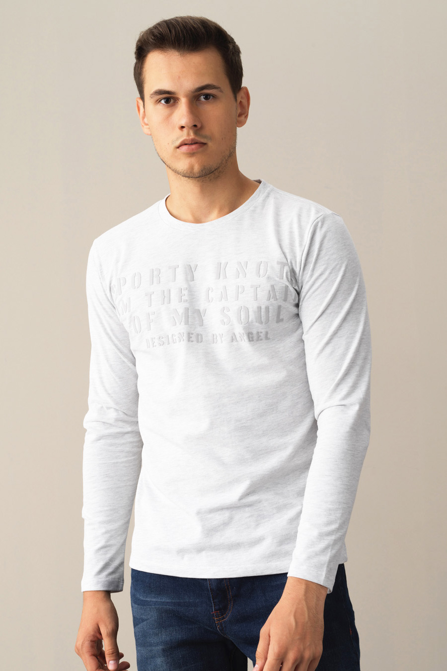 T-krekls ar garām rokām MCL 35825-KAR-MELANJ
