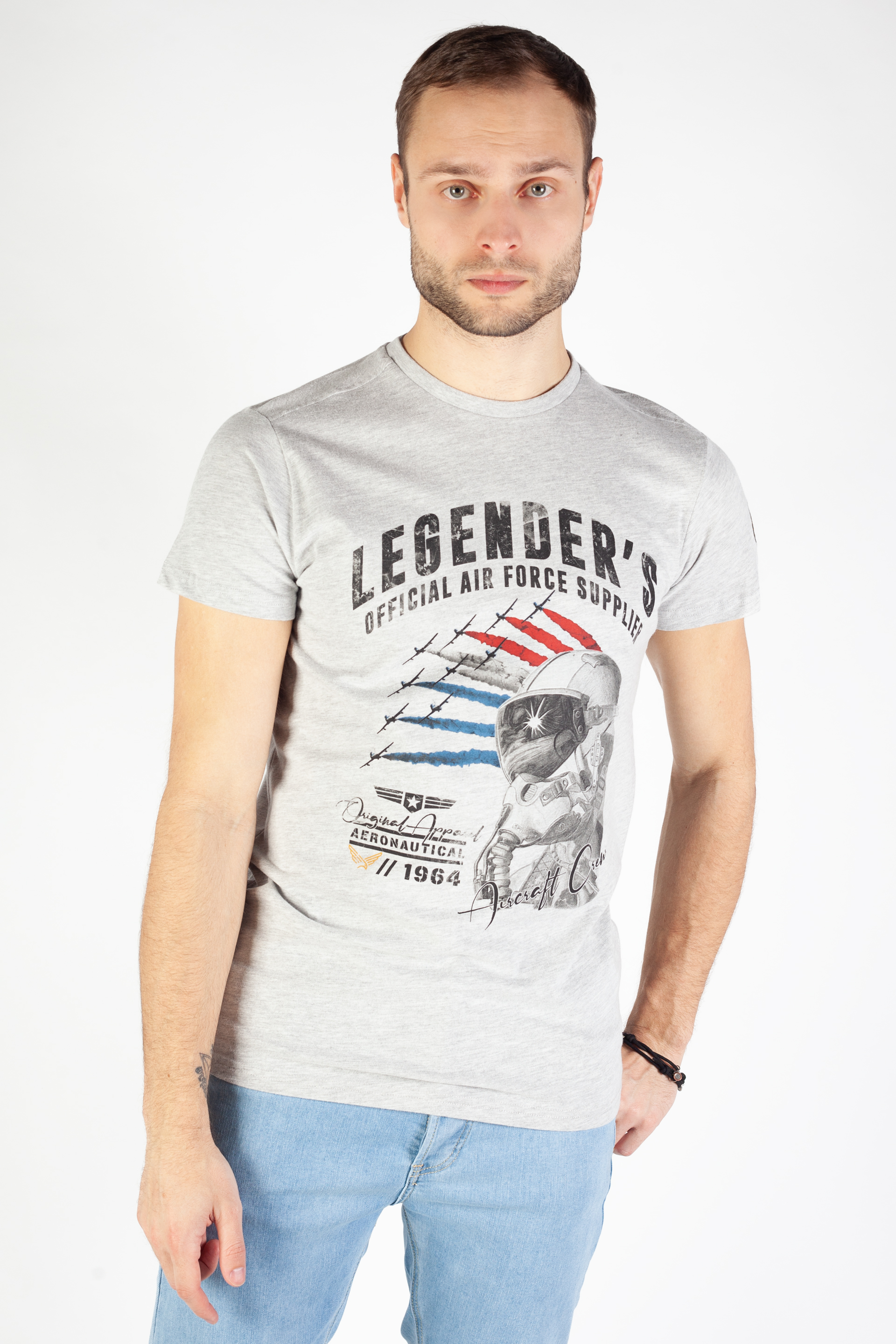 T-krekls LEGENDERS HELMET-GREY-MELANGE