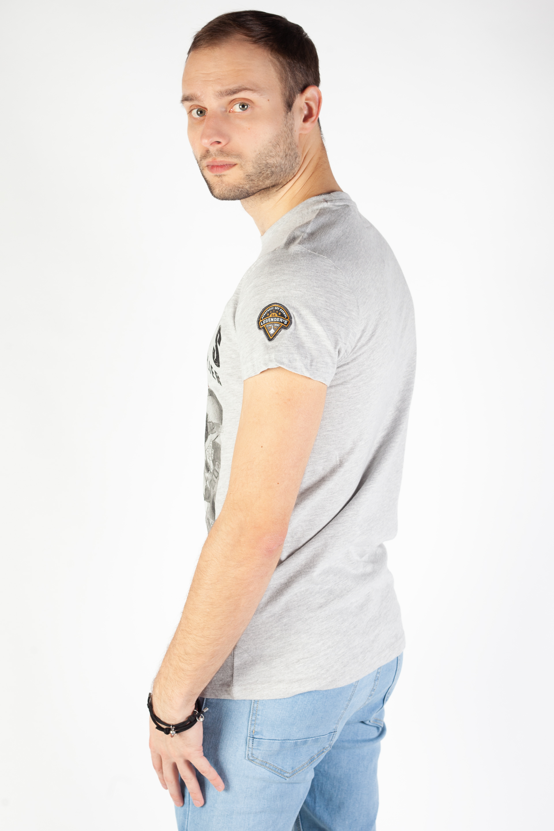 T-krekls LEGENDERS HELMET-GREY-MELANGE