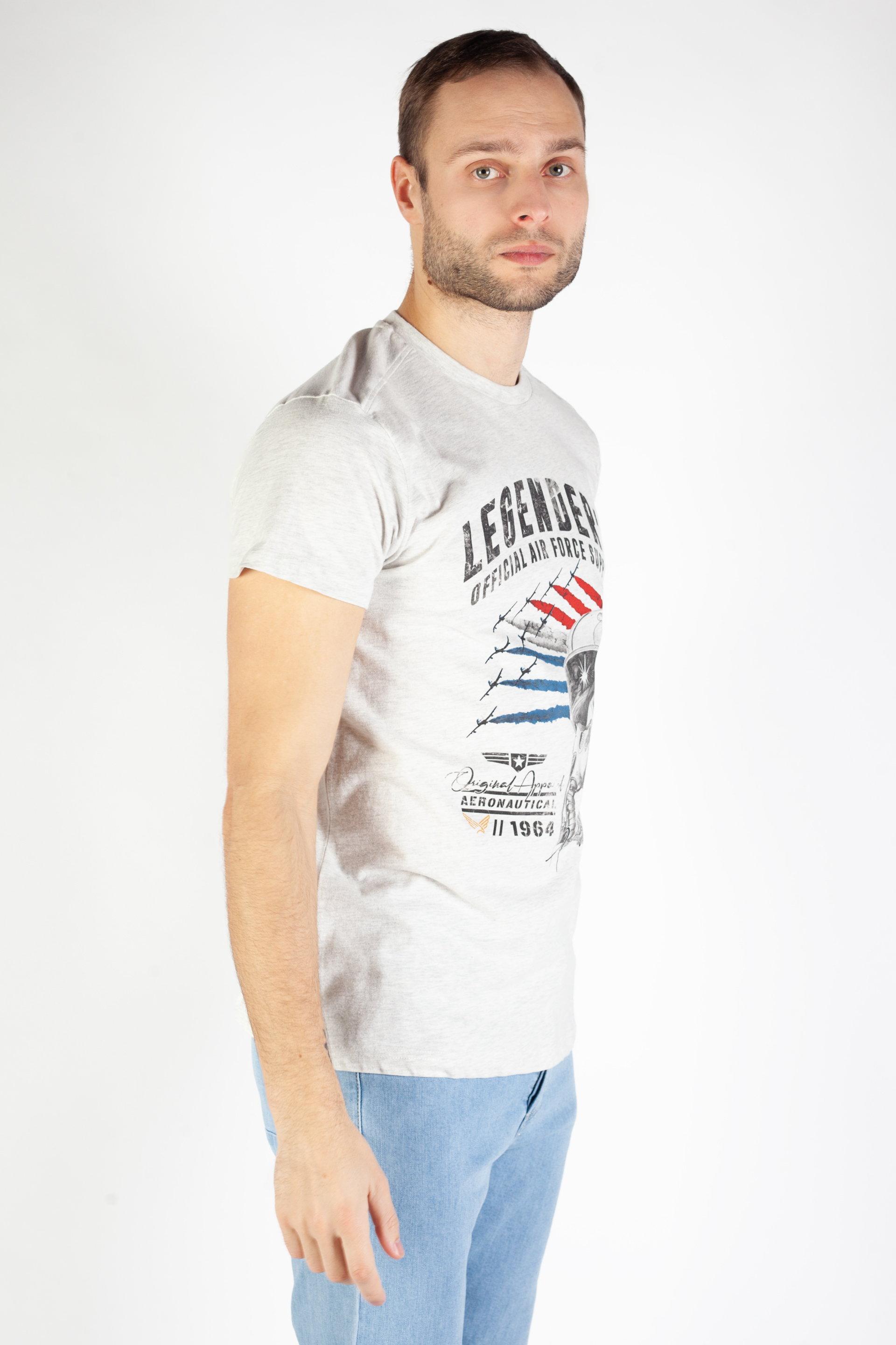 T-krekls LEGENDERS HELMET-OFFWHITE-MELANG