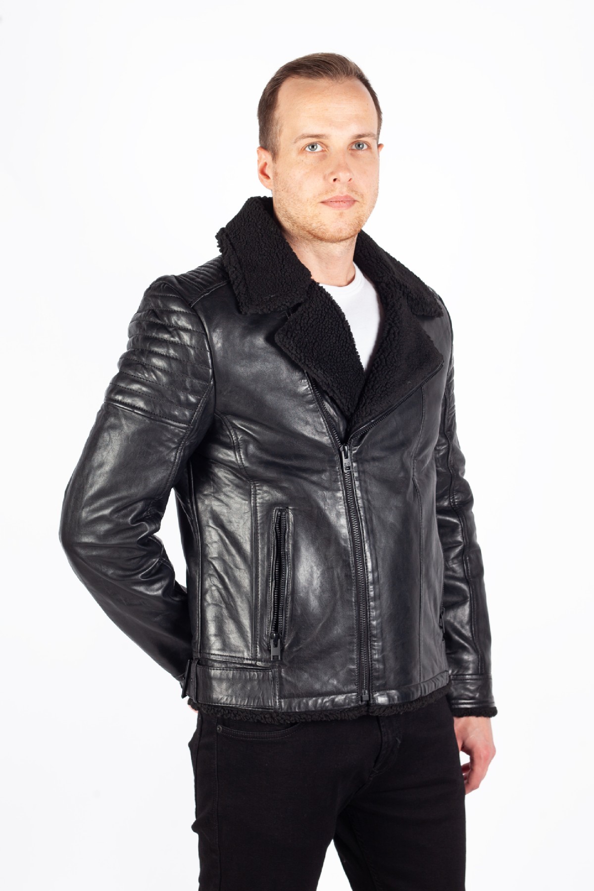 Ādas jaka ar oderi GIPSY 2201-0139-black