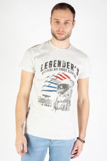 T-krekls LEGENDERS HELMET-OFFWHITE-MELANG