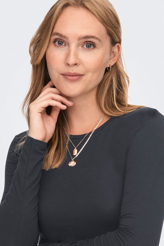 T-krekls ar garām rokām JACQUELINE DE YONG 15272092-Black