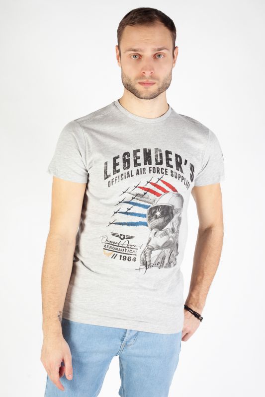 T-krekls LEGENDERS HELMET-GREY-MELANGE