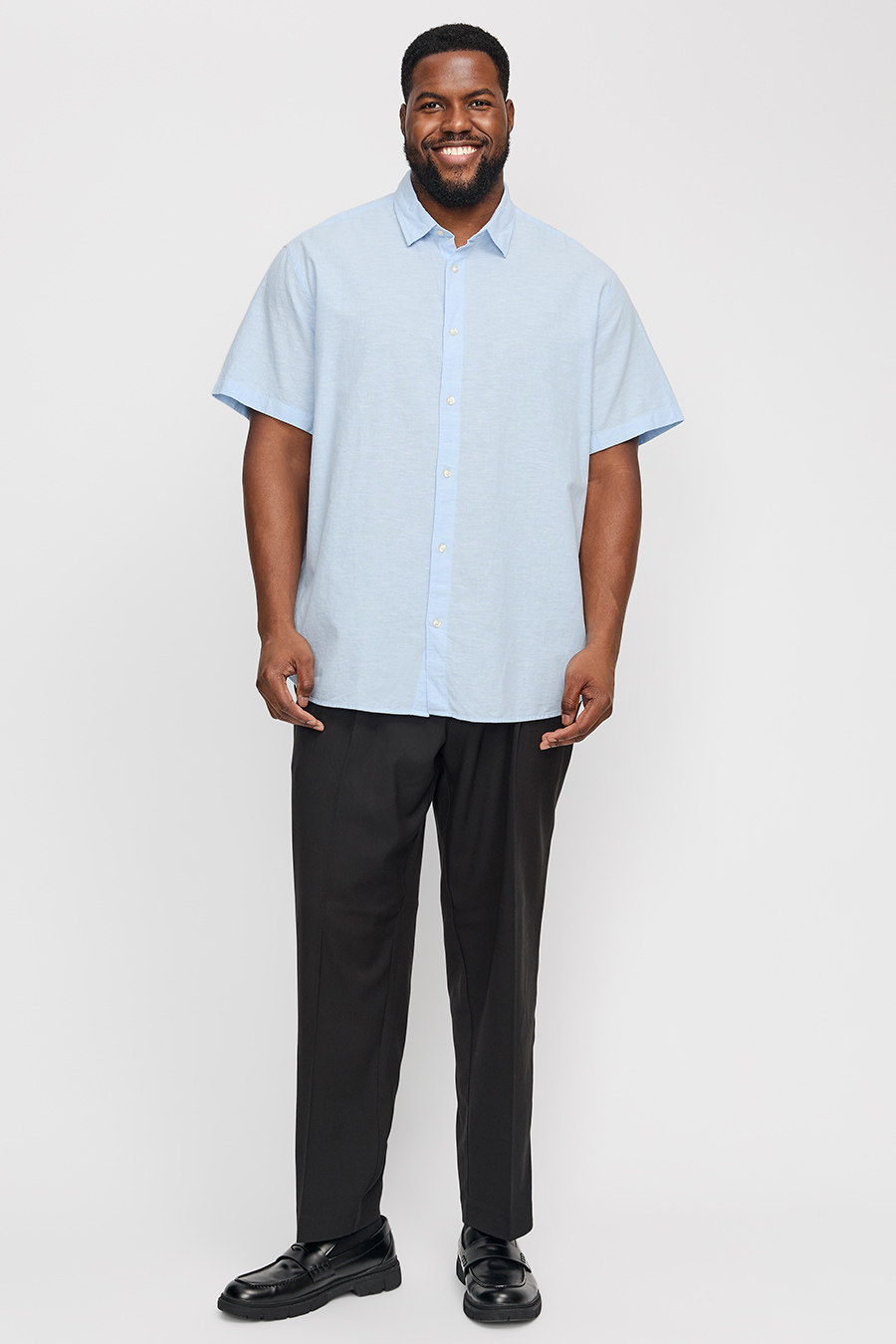 Льняная рубашка JACK & JONES 12269090-Chambray-Blue