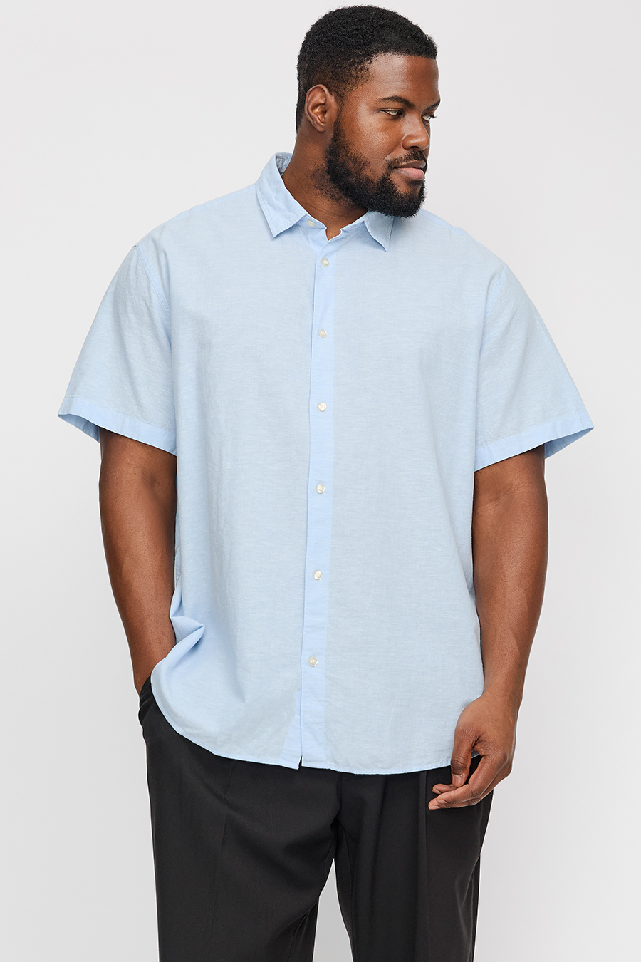 Льняная рубашка JACK & JONES 12269090-Chambray-Blue