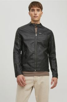 Кожаная куртка JACK & JONES 12182192-Black