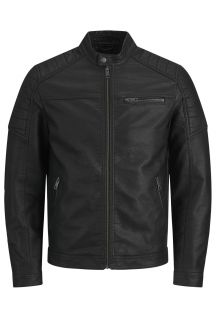 Кожаная куртка JACK & JONES 12182192-Black