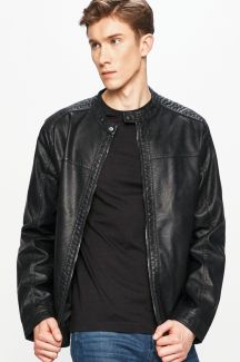 Кожаная куртка JACK & JONES 12182461-BLACK