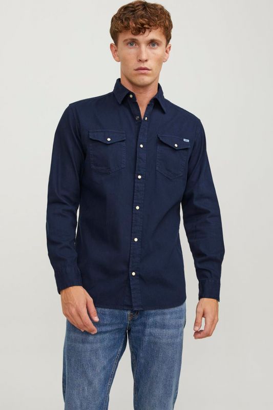 Джинсовая рубашка JACK & JONES 12138115-Dark-Navy