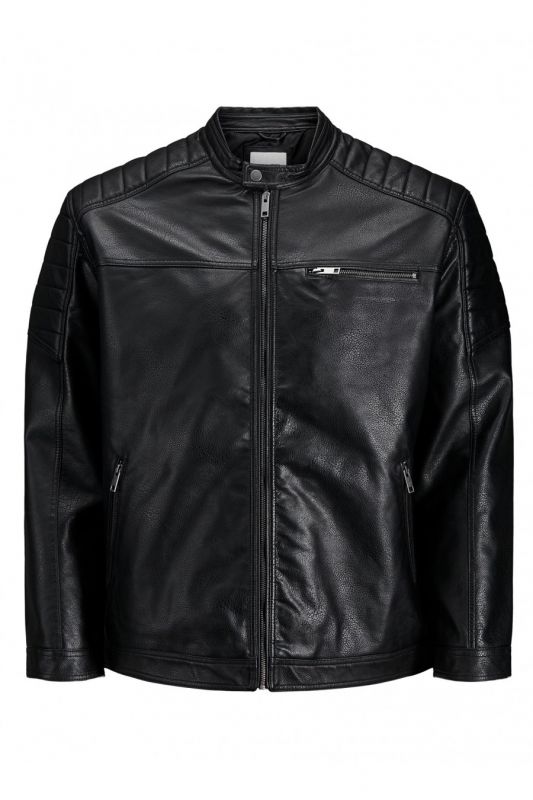 Кожаная куртка JACK & JONES 12172908-Black