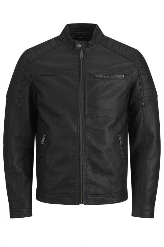 Кожаная куртка JACK & JONES 12182192-Black